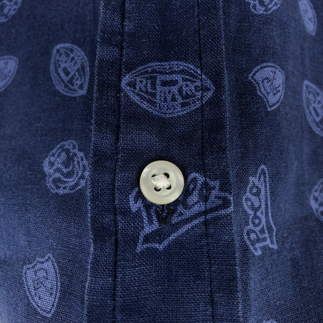 Ralph Lauren short-sleeved linen shirt, men's size M linen blue type Vintage Second Hand