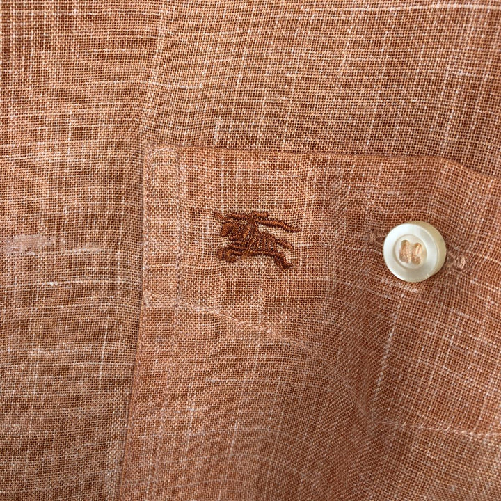 Burberry's BURBERRY LONDON short sleeve button down shirt, men's XL size polyester orange type Vintage Second Hand