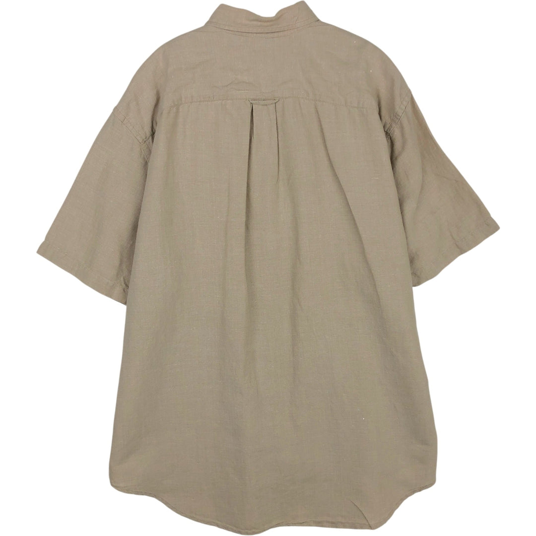 GAP Short-Sleeve Cotton x Linen Button-Down Shirt, Men's Size L (approx.) linen Beige type Vintage Second Hand