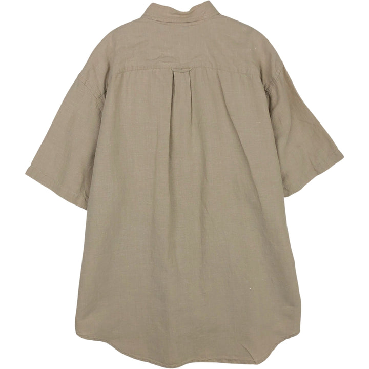 GAP Short-Sleeve Cotton x Linen Button-Down Shirt, Men's Size L (approx.) linen Beige type Vintage Second Hand
