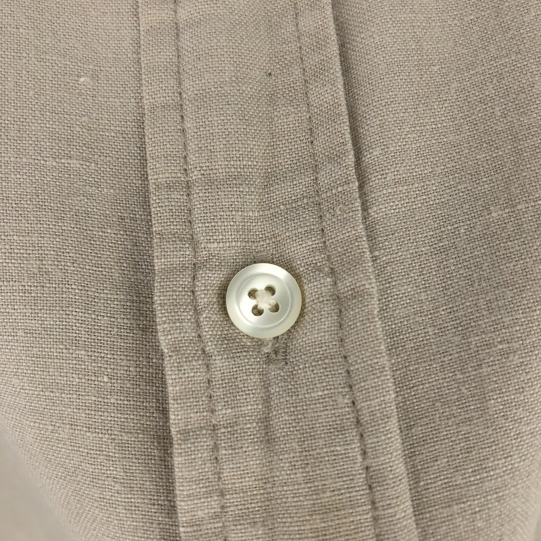 GAP Short-Sleeve Cotton x Linen Button-Down Shirt, Men's Size L (approx.) linen Beige type Vintage Second Hand