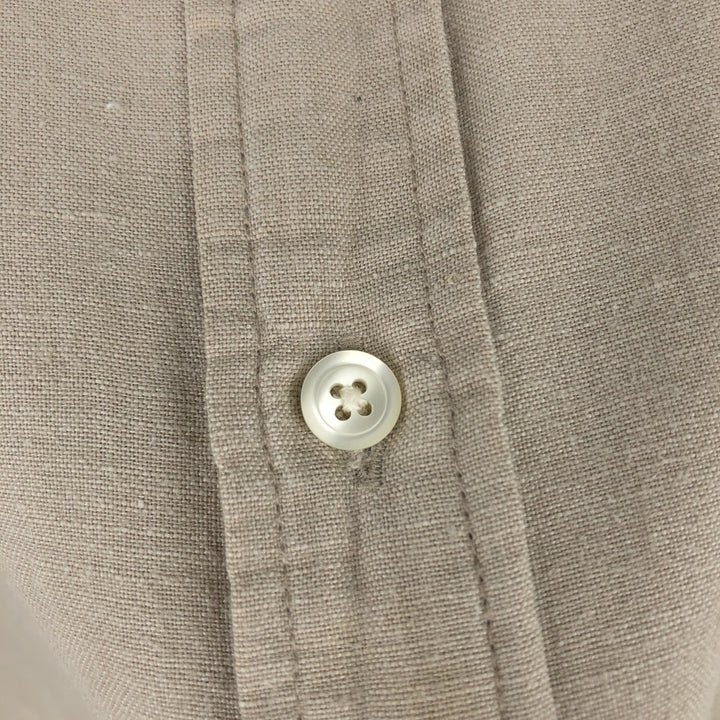 GAP Short-Sleeve Cotton x Linen Button-Down Shirt, Men's Size L (approx.) linen Beige type Vintage Second Hand