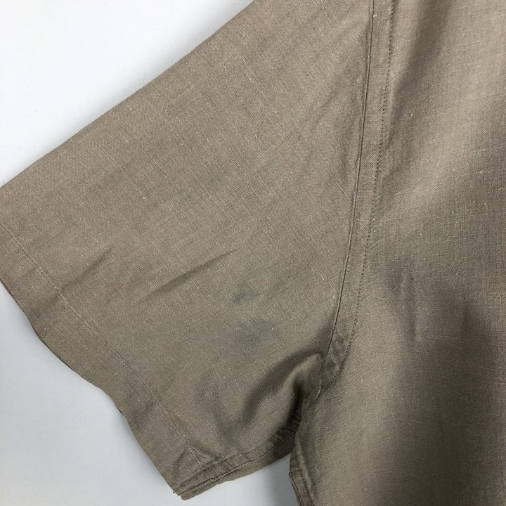 GAP Short-Sleeve Cotton x Linen Button-Down Shirt, Men's Size L (approx.) linen Beige type Vintage Second Hand