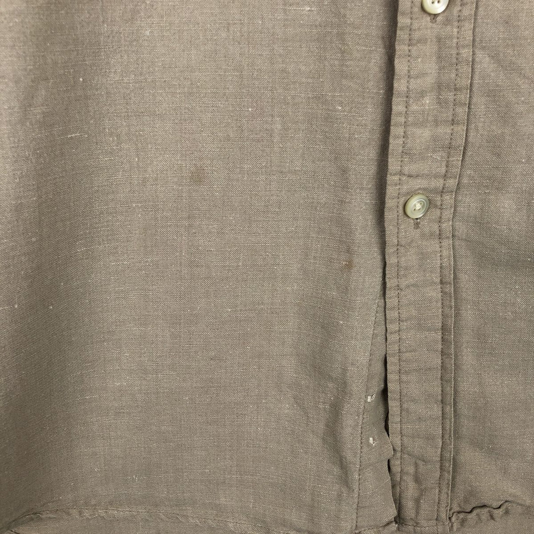 GAP Short-Sleeve Cotton x Linen Button-Down Shirt, Men's Size L (approx.) linen Beige type Vintage Second Hand