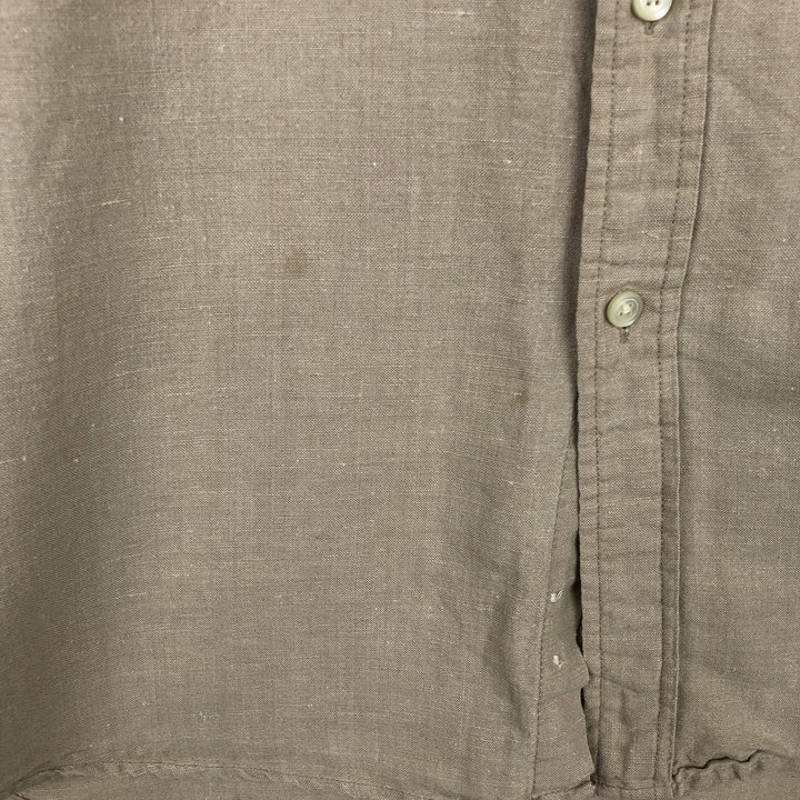 GAP Short-Sleeve Cotton x Linen Button-Down Shirt, Men's Size L (approx.) linen Beige type Vintage Second Hand