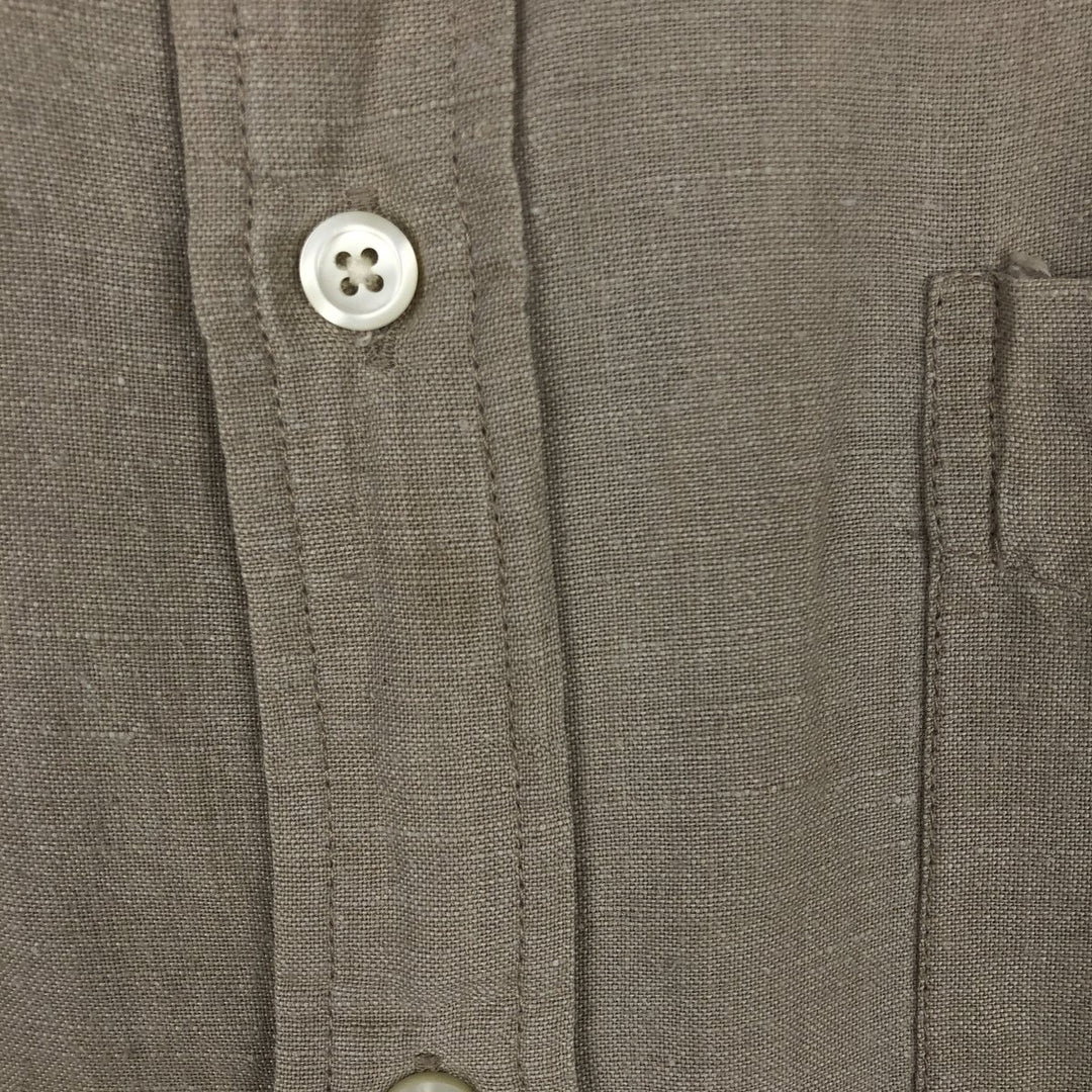 GAP Short-Sleeve Cotton x Linen Button-Down Shirt, Men's Size L (approx.) linen Beige type Vintage Second Hand