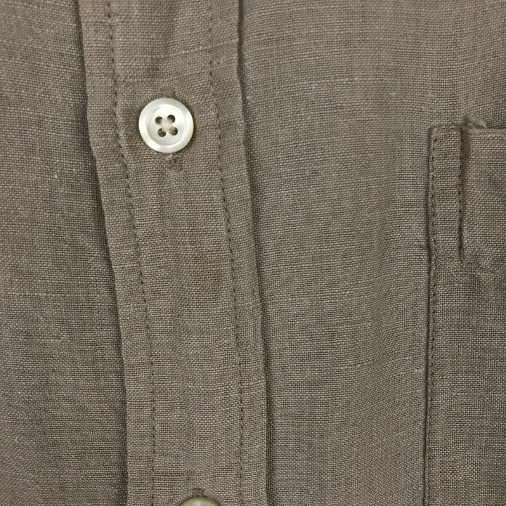 GAP Short-Sleeve Cotton x Linen Button-Down Shirt, Men's Size L (approx.) linen Beige type Vintage Second Hand