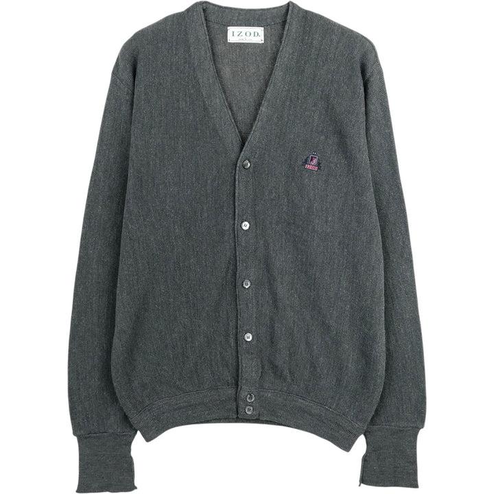 90'S IZOD acrylic knit cardigan, made in the USA, men's size L, vintage acrylic gray type Vintage Second Hand