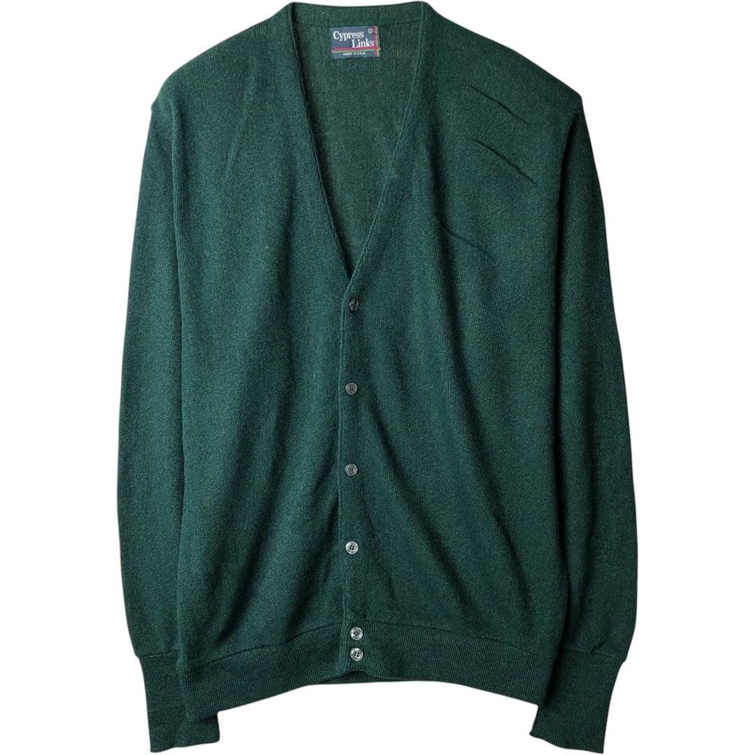Cypress Links Acrylic Knit Cardigan, Made in USA, Men's Size L acrylic green type Vintage Second Hand