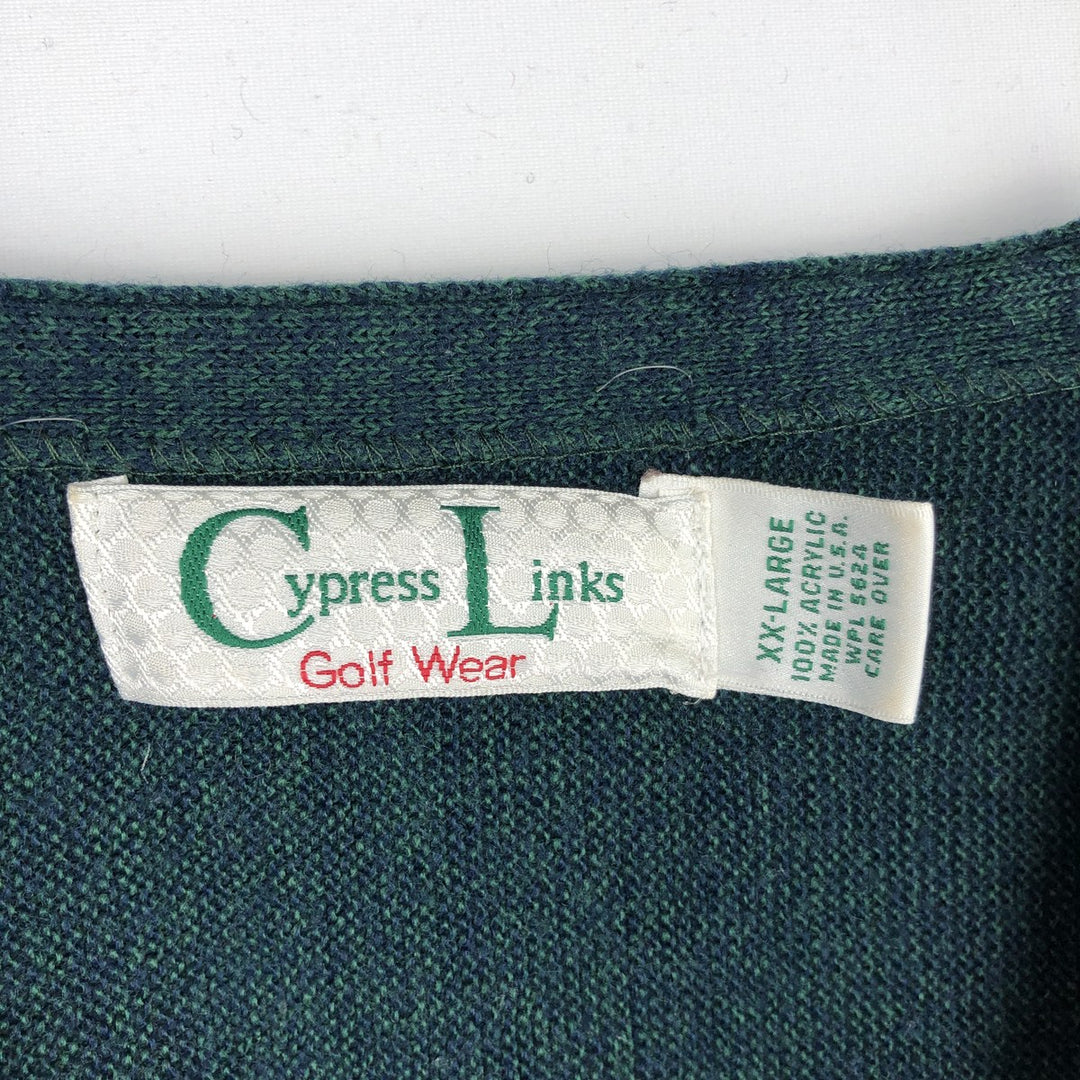 Cypress Links Acrylic Knit Cardigan, Made in USA, Men's XXL equivalent. acrylic Green type dark green Vintage Second Hand