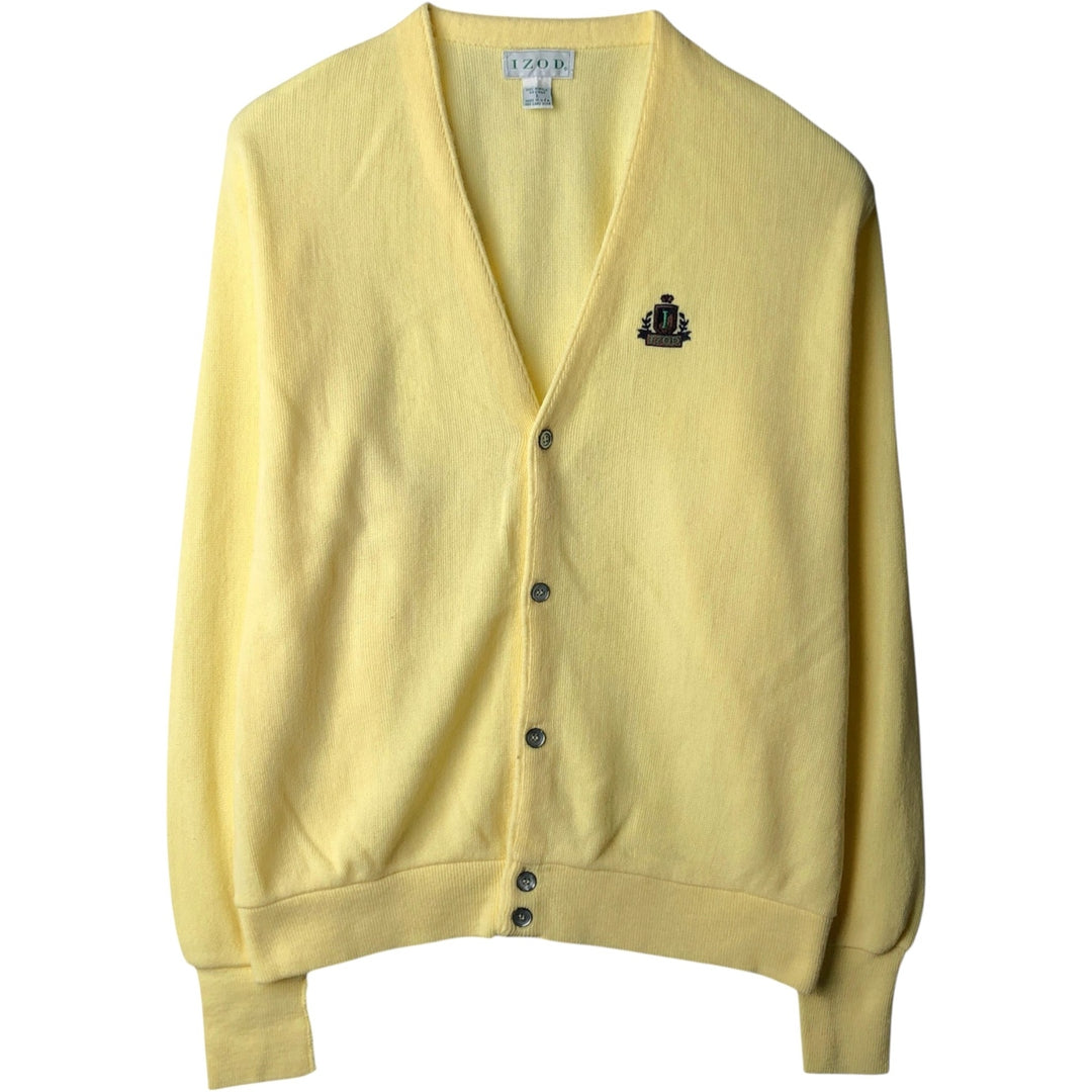 90'S IZOD acrylic knit cardigan, made in the USA, men's size L, vintage acrylic yellow type Vintage Second Hand