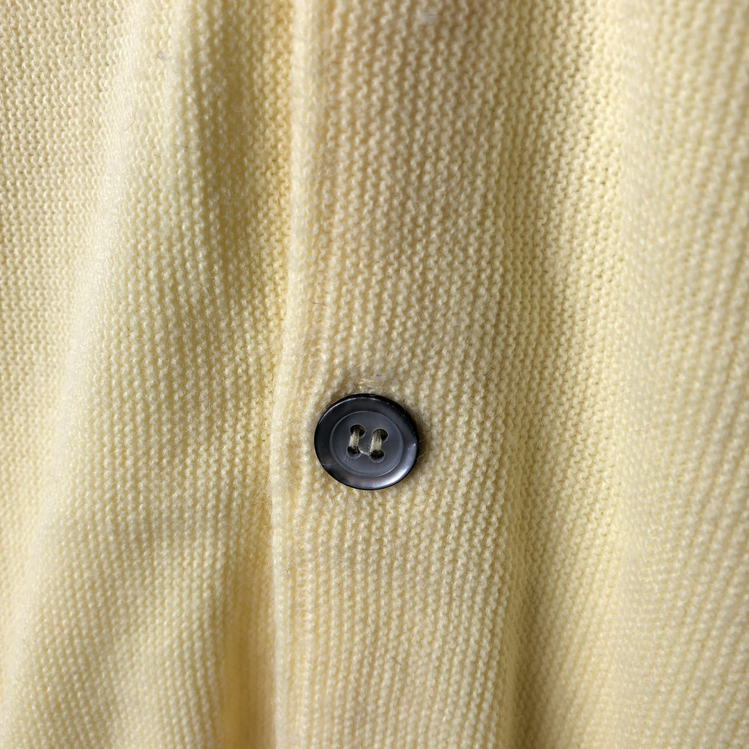 90'S IZOD acrylic knit cardigan, made in the USA, men's size L, vintage acrylic yellow type Vintage Second Hand