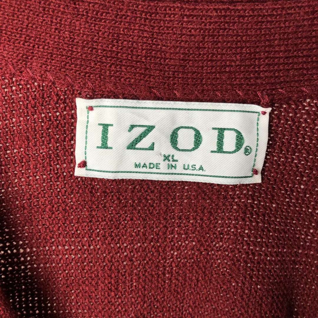 90'S IZOD acrylic knit cardigan, made in the USA, men's size XL, vintage acrylic red type Vintage Second Hand