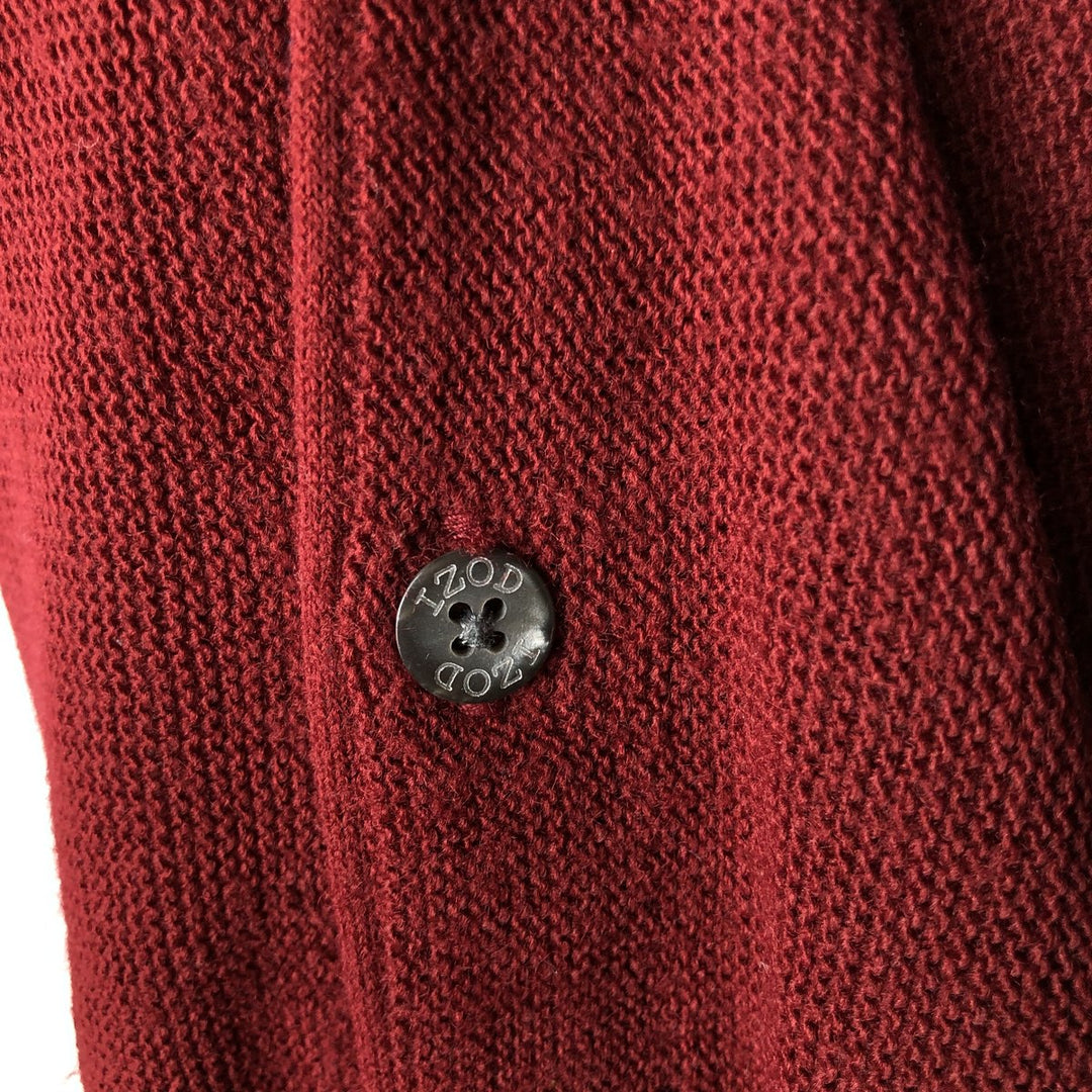 90'S IZOD acrylic knit cardigan, made in the USA, men's size XL, vintage acrylic red type Vintage Second Hand