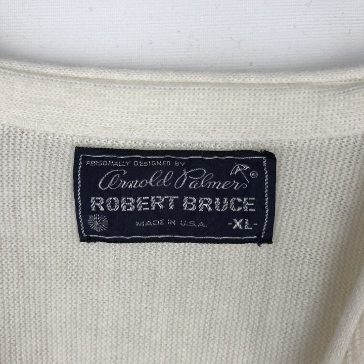 Arnold Palmer Robert Bruce knit cardigan, made in the USA, men's size XL (approx.) unclear white type Vintage Second Hand