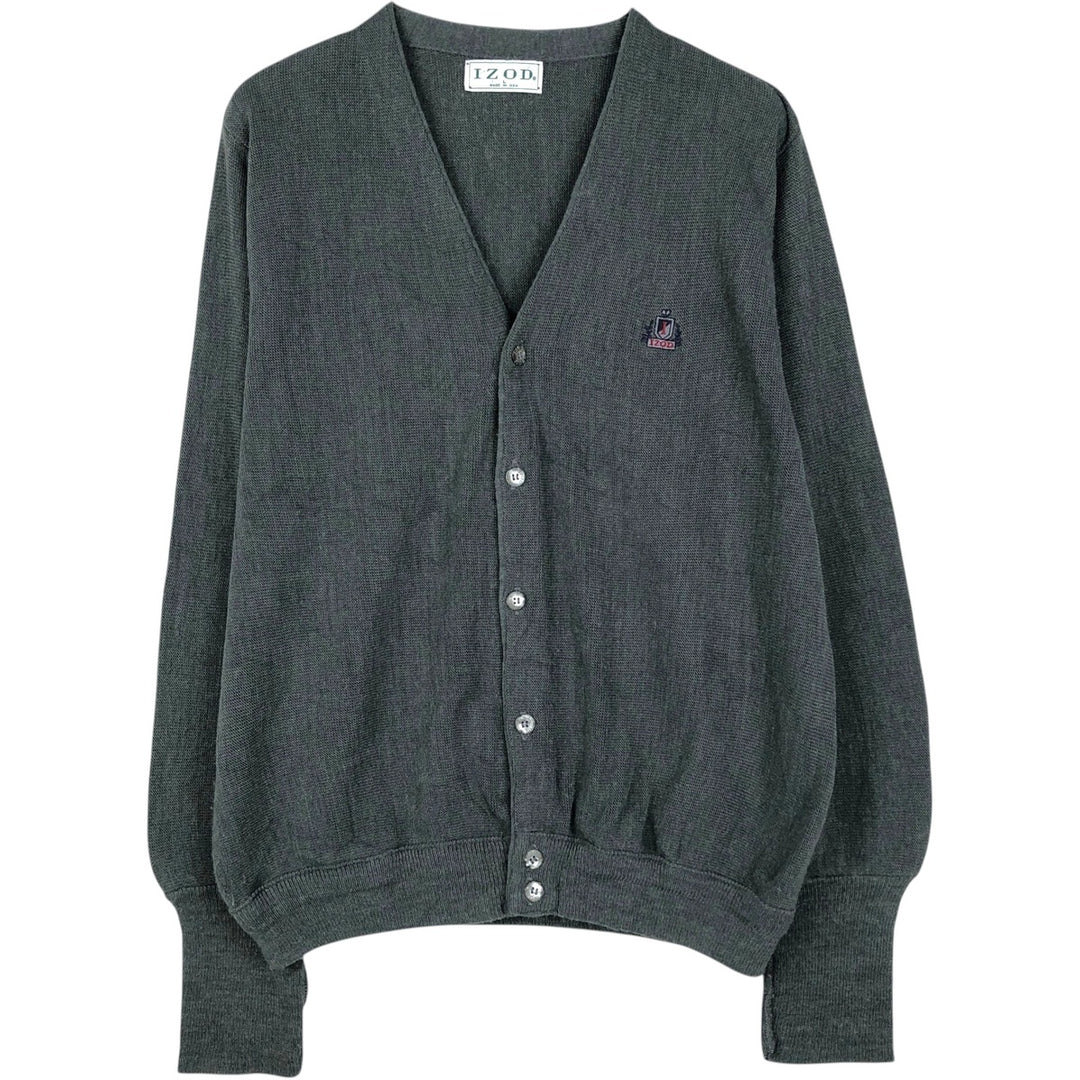 90'S IZOD knit cardigan, made in USA, men's size L equivalent, vintage. unclear gray type Vintage Second Hand