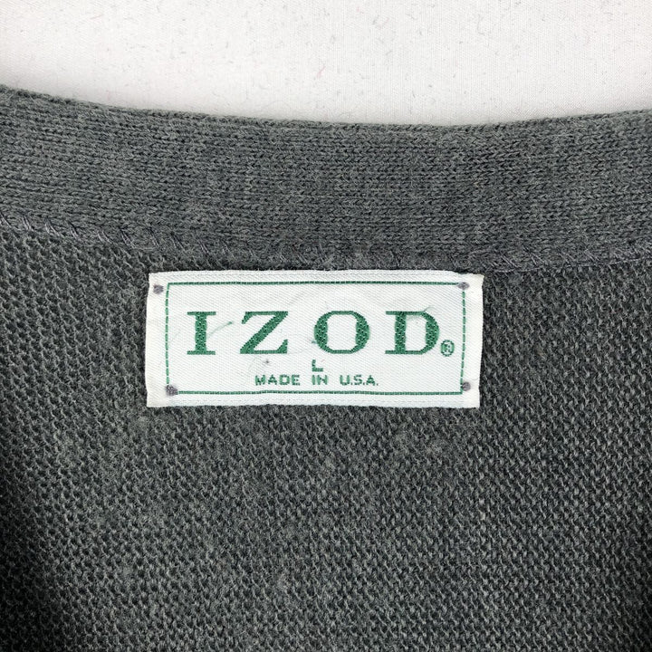90'S IZOD knit cardigan, made in USA, men's size L equivalent, vintage. unclear gray type Vintage Second Hand