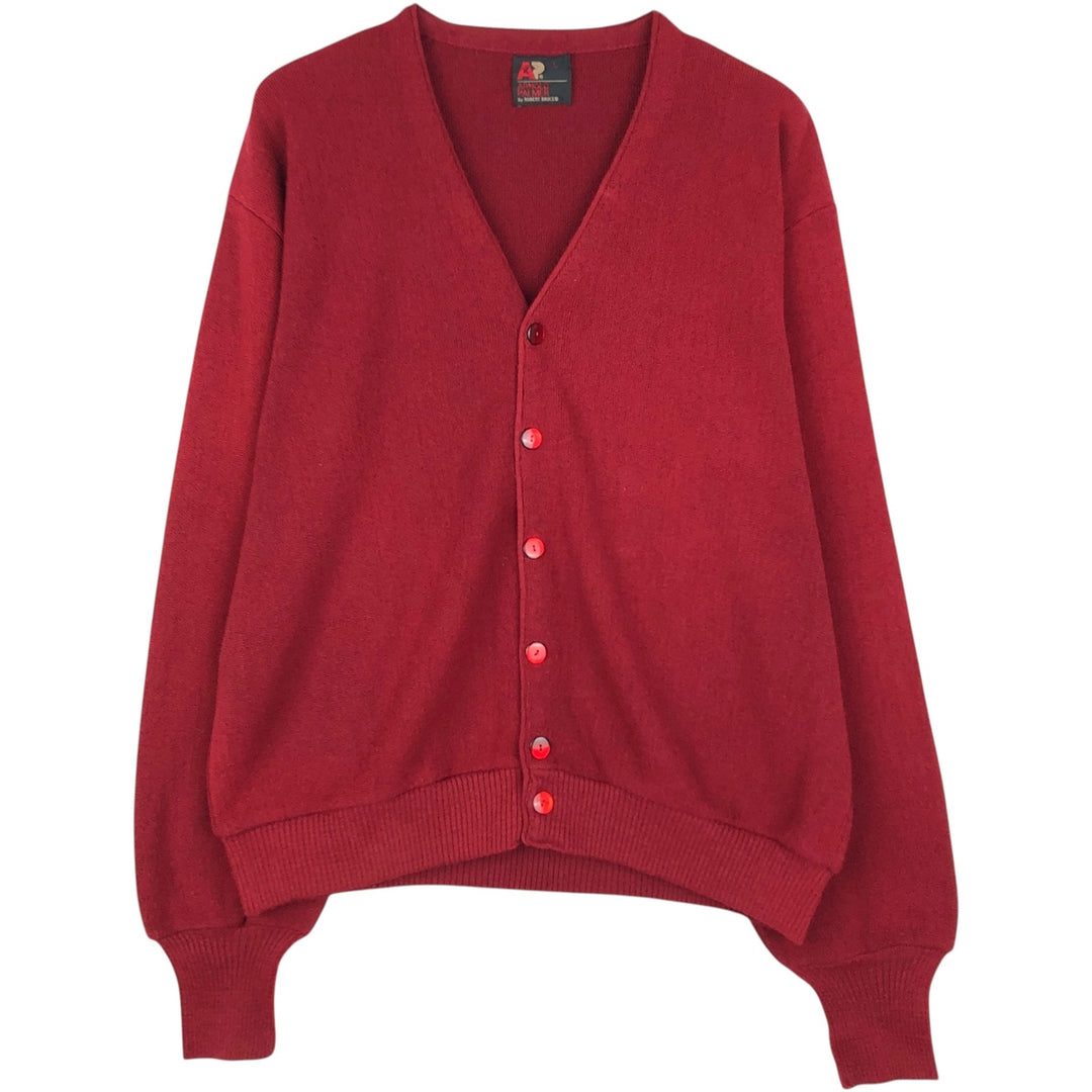 70s-80'S ROBERT BRUCE ARNOLD PALMER Acrylic Knit Cardigan, Made in USA, Men's Size L (Equivalent), Vintage Oron Acrylic red type Vintage Second Hand