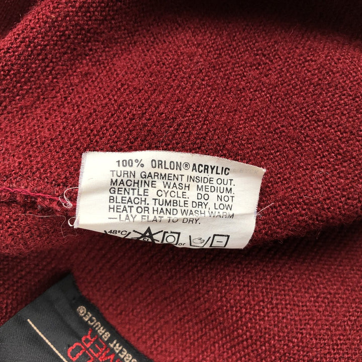 70s-80'S ROBERT BRUCE ARNOLD PALMER Acrylic Knit Cardigan, Made in USA, Men's Size L (Equivalent), Vintage Oron Acrylic red type Vintage Second Hand