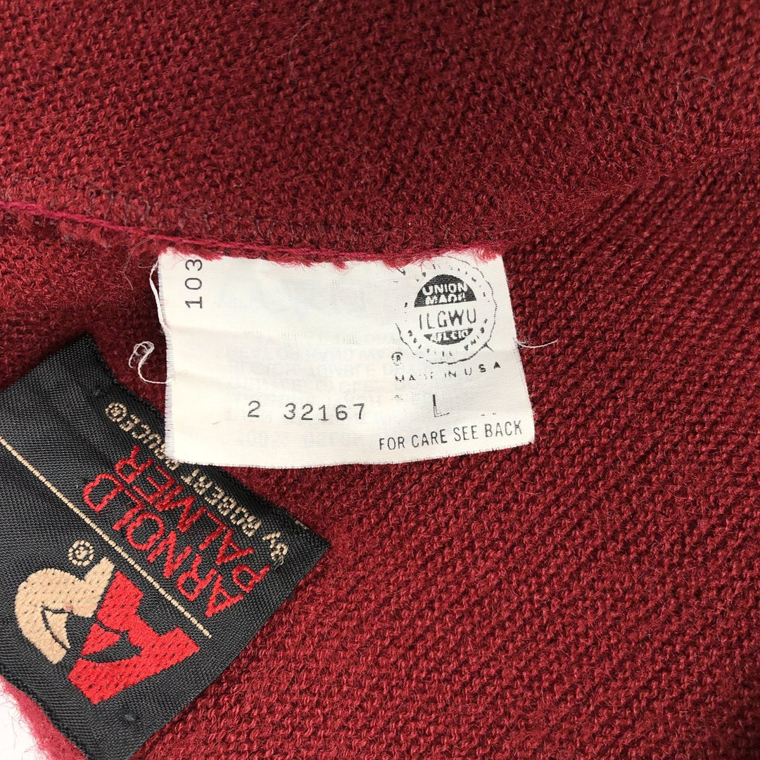 70s-80'S ROBERT BRUCE ARNOLD PALMER Acrylic Knit Cardigan, Made in USA, Men's Size L (Equivalent), Vintage Oron Acrylic red type Vintage Second Hand