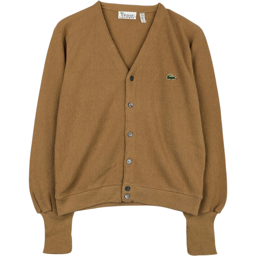 Lacoste IZOD Acrylic Knit Cardigan, Men's Size S (approx.) Oron Acrylic Beige type Vintage Second Hand
