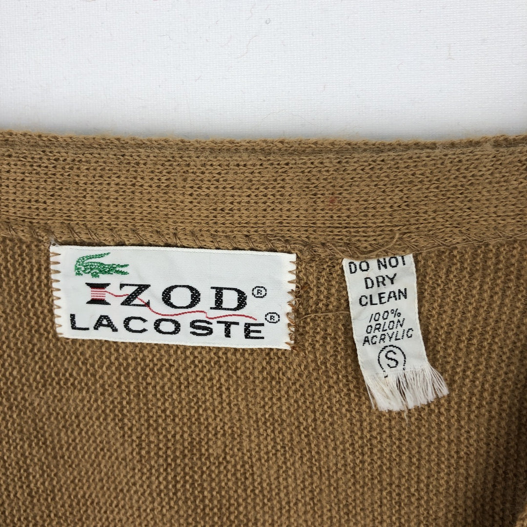 Lacoste IZOD Acrylic Knit Cardigan, Men's Size S (approx.) Oron Acrylic Beige type Vintage Second Hand