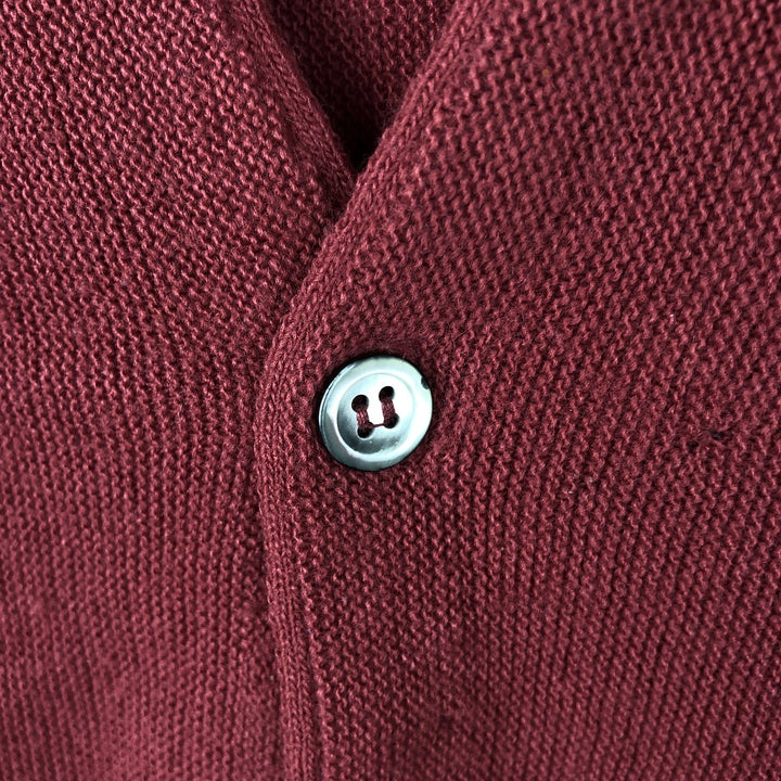 Vintage 80s-90'S Lacoste IZOD acrylic knit cardigan, made in the USA, size M, men's acrylic Red type red-purple Vintage Second Hand