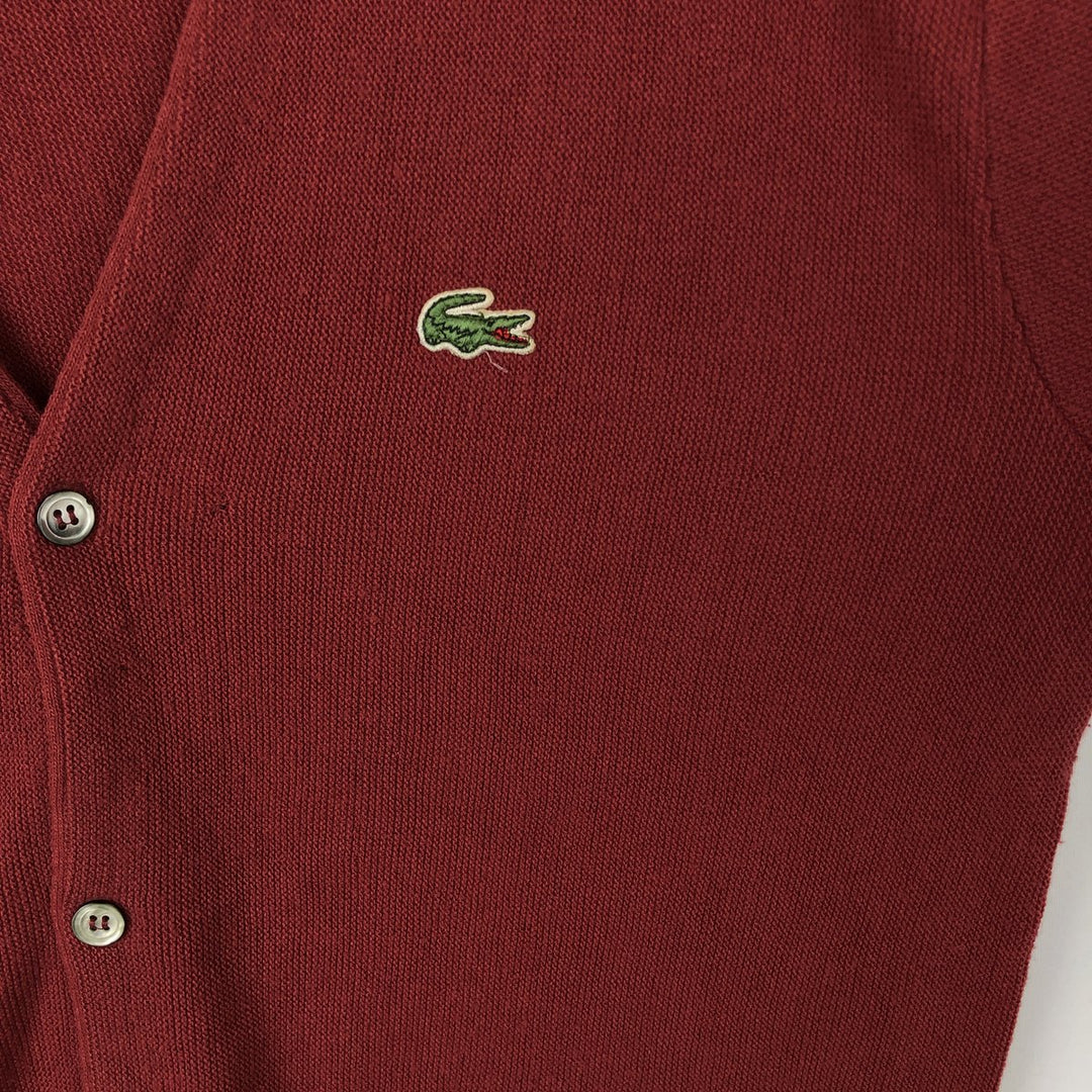 Vintage 80s-90'S Lacoste IZOD acrylic knit cardigan, made in the USA, size M, men's acrylic Red type red-purple Vintage Second Hand