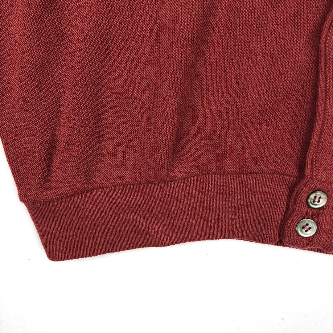 Vintage 80s-90'S Lacoste IZOD acrylic knit cardigan, made in the USA, size M, men's acrylic Red type red-purple Vintage Second Hand
