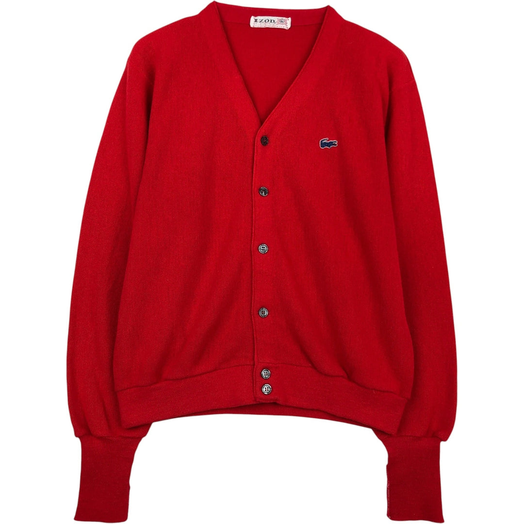1970'S Lacoste IZOD Acrylic Knit Cardigan, Made in USA, Men's Size L (approx.), Vintage Oron Acrylic red type Vintage Second Hand