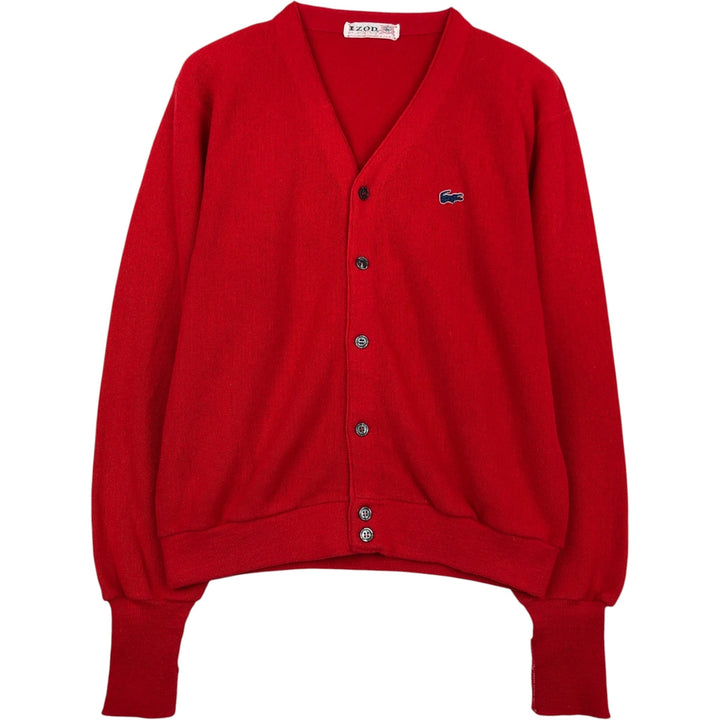 1970'S Lacoste IZOD Acrylic Knit Cardigan, Made in USA, Men's Size L (approx.), Vintage Oron Acrylic red type Vintage Second Hand