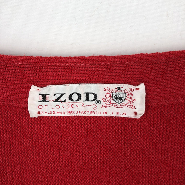 1970'S Lacoste IZOD Acrylic Knit Cardigan, Made in USA, Men's Size L (approx.), Vintage Oron Acrylic red type Vintage Second Hand