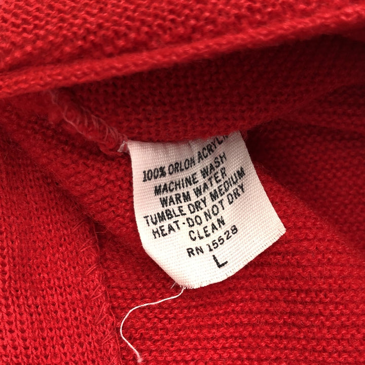 1970'S Lacoste IZOD Acrylic Knit Cardigan, Made in USA, Men's Size L (approx.), Vintage Oron Acrylic red type Vintage Second Hand