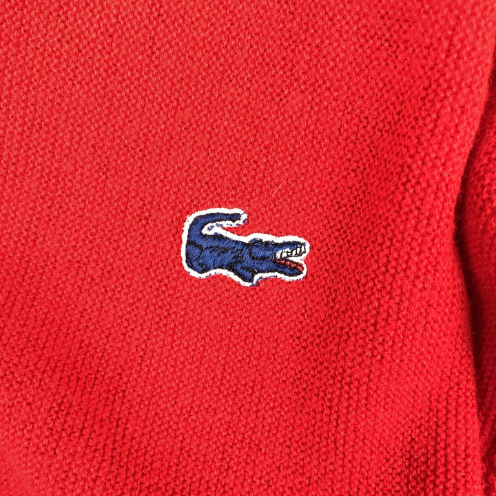 1970'S Lacoste IZOD Acrylic Knit Cardigan, Made in USA, Men's Size L (approx.), Vintage Oron Acrylic red type Vintage Second Hand