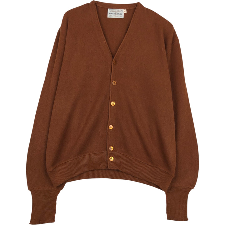 1970'S Arnold Palmer Robert Bruce Acrylic Knit Cardigan, Made in USA, Men's Size XL (approx.), Vintage unclear brown type Vintage Second Hand