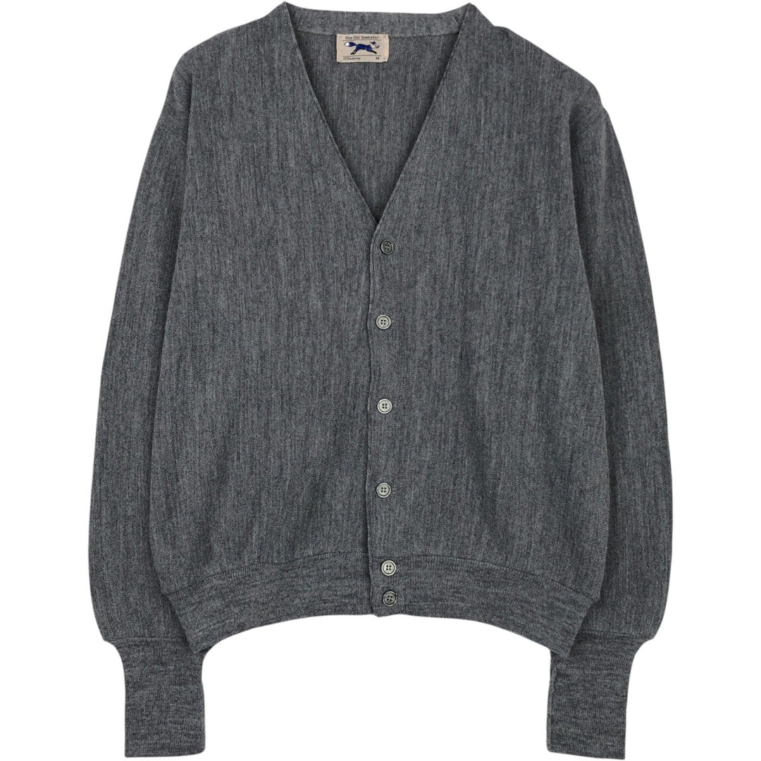 1980'S JCPenney Acrylic Knit Cardigan, Made in USA, Men's Size M (approx.), Vintage Oron Acrylic gray type Vintage Second Hand