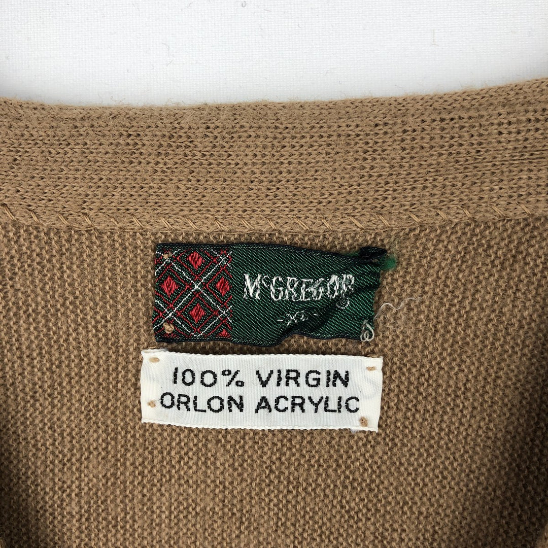 McGREGOR acrylic knit cardigan, men's size XL equivalent, vintage. Oron Acrylic Beige type Vintage Second Hand