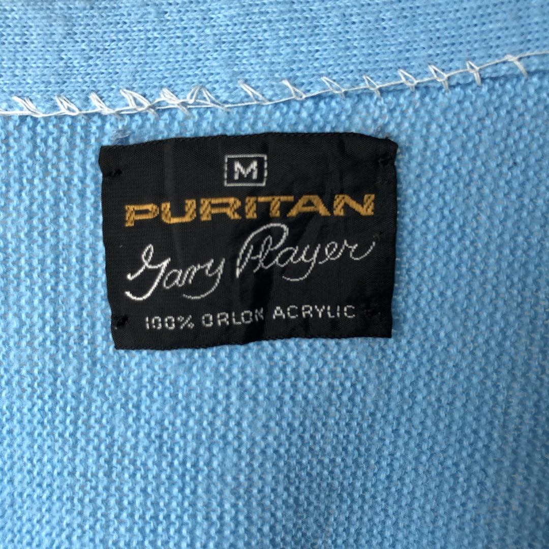 1970'S Puritan Acrylic Knit Cardigan, Men's Size M (approx.), Vintage acrylic Blue type light blue Vintage Second Hand