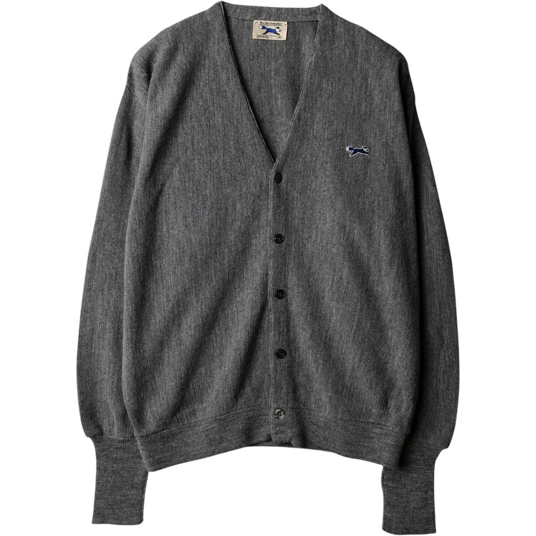 1980'S JCPenney Acrylic Knit Cardigan, Men's Size XL (approx.), Vintage acrylic gray type Vintage Second Hand