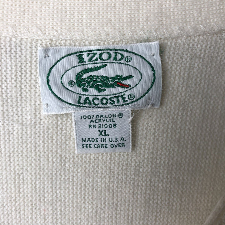 Lacoste IZOD Acrylic Knit Cardigan, Made in USA, Men's XL Oron Acrylic white type Vintage Second Hand