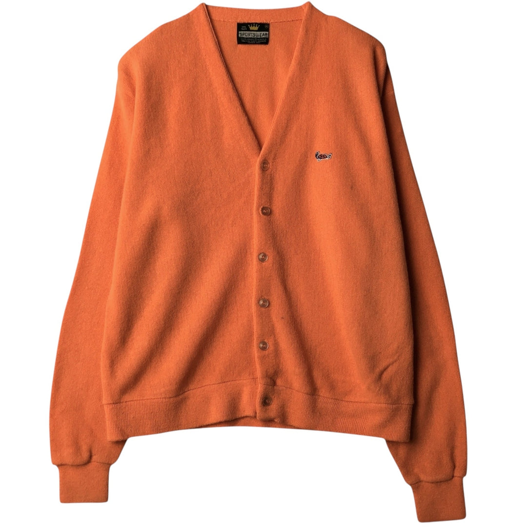 Vintage 70'S SPORTSWEAR acrylic knit cardigan, men's size XL Oron Acrylic orange type Vintage Second Hand