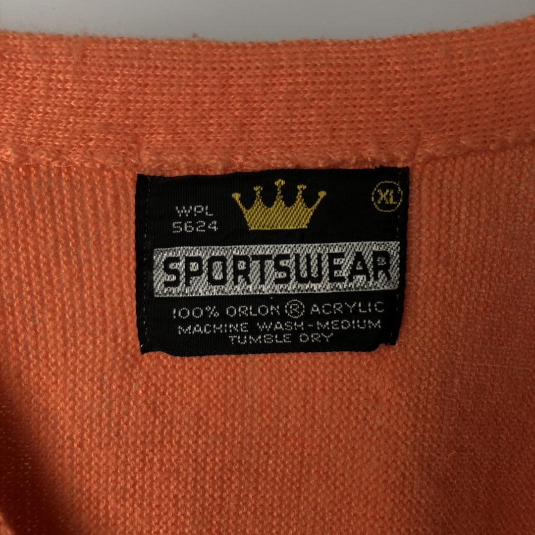 Vintage 70'S SPORTSWEAR acrylic knit cardigan, men's size XL Oron Acrylic orange type Vintage Second Hand
