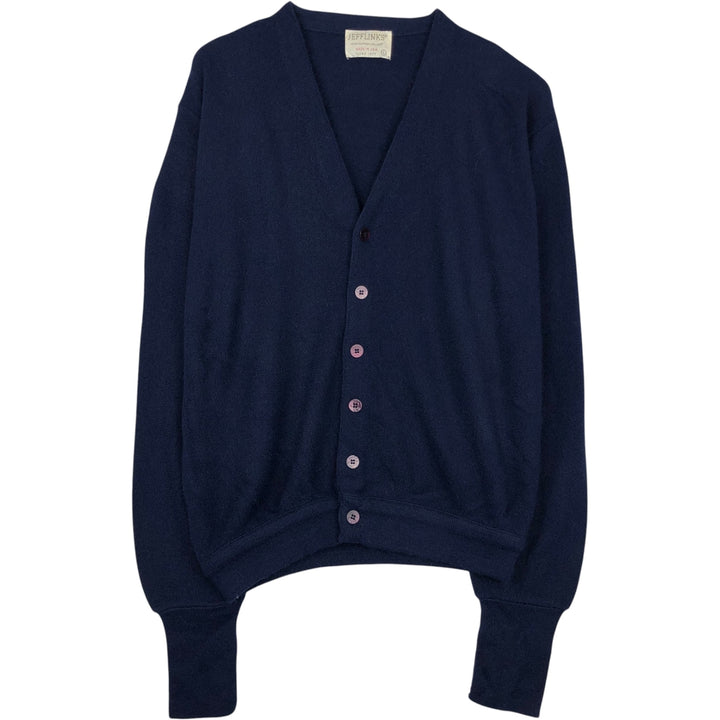 Vintage 1980'S JEFFLINKS acrylic knit cardigan, made in the USA, size L, men's Oron Acrylic navy blue type Vintage Second Hand