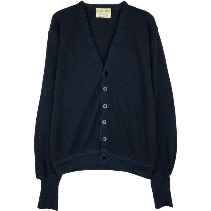 70s-80'S Jefflinks Acrylic Knit Cardigan, Made in USA, Men's Size M (approx.), Vintage Oron Acrylic navy blue type Vintage Second Hand