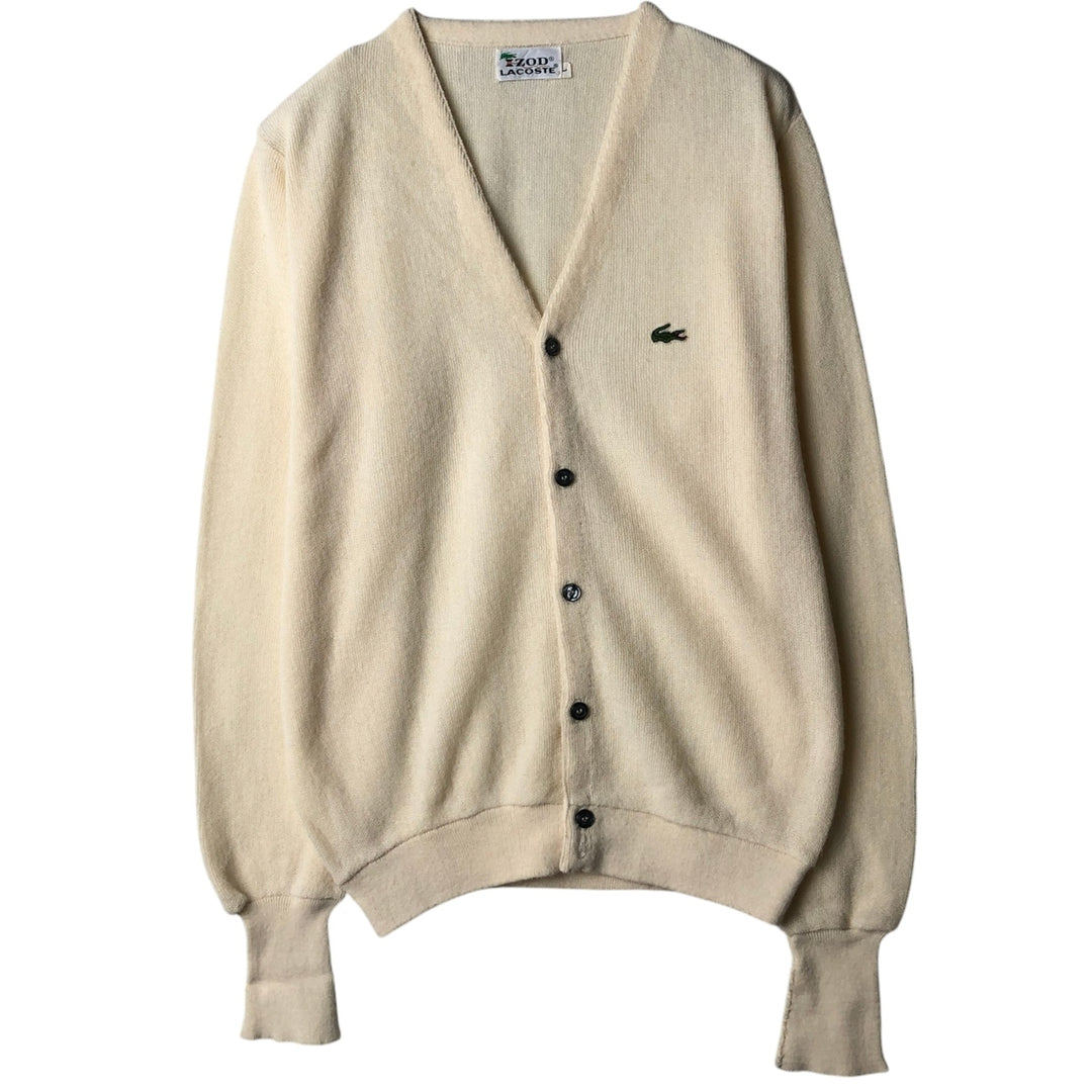 Lacoste IZOD acrylic knit cardigan, men's size L Oron Acrylic unbleached Vintage Second Hand