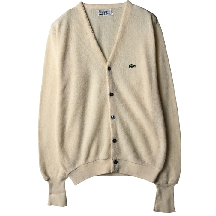 Lacoste IZOD acrylic knit cardigan, men's size L Oron Acrylic unbleached Vintage Second Hand