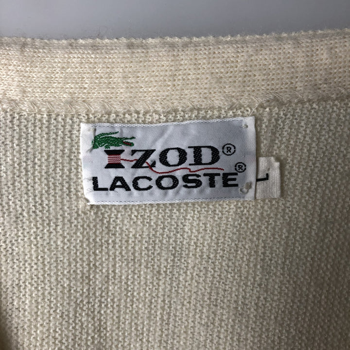 Lacoste IZOD acrylic knit cardigan, men's size L Oron Acrylic unbleached Vintage Second Hand