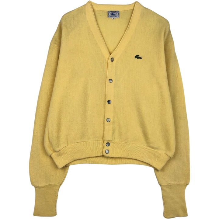 Vintage 70s-80'S Lacoste IZOD acrylic knit cardigan, men's size XL Oron Acrylic yellow type Vintage Second Hand
