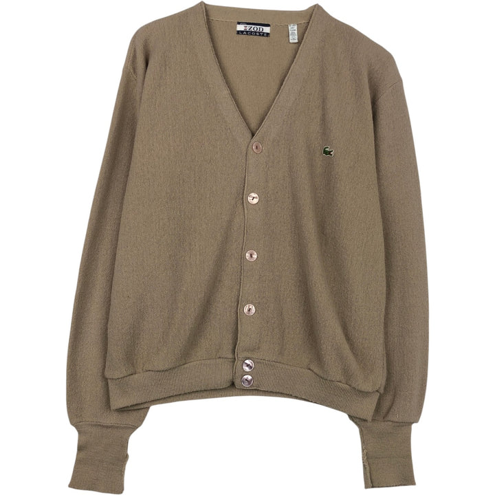 1970'S Lacoste IZOD Acrylic Knit Cardigan, Made in USA, Men's Size L (approx.), Vintage Oron Acrylic Beige type Vintage Second Hand