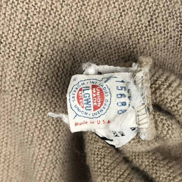 1970'S Lacoste IZOD Acrylic Knit Cardigan, Made in USA, Men's Size L (approx.), Vintage Oron Acrylic Beige type Vintage Second Hand